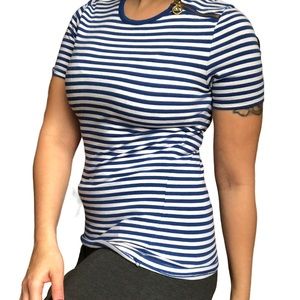 Michael Kors Striped Top & Gold Zipper